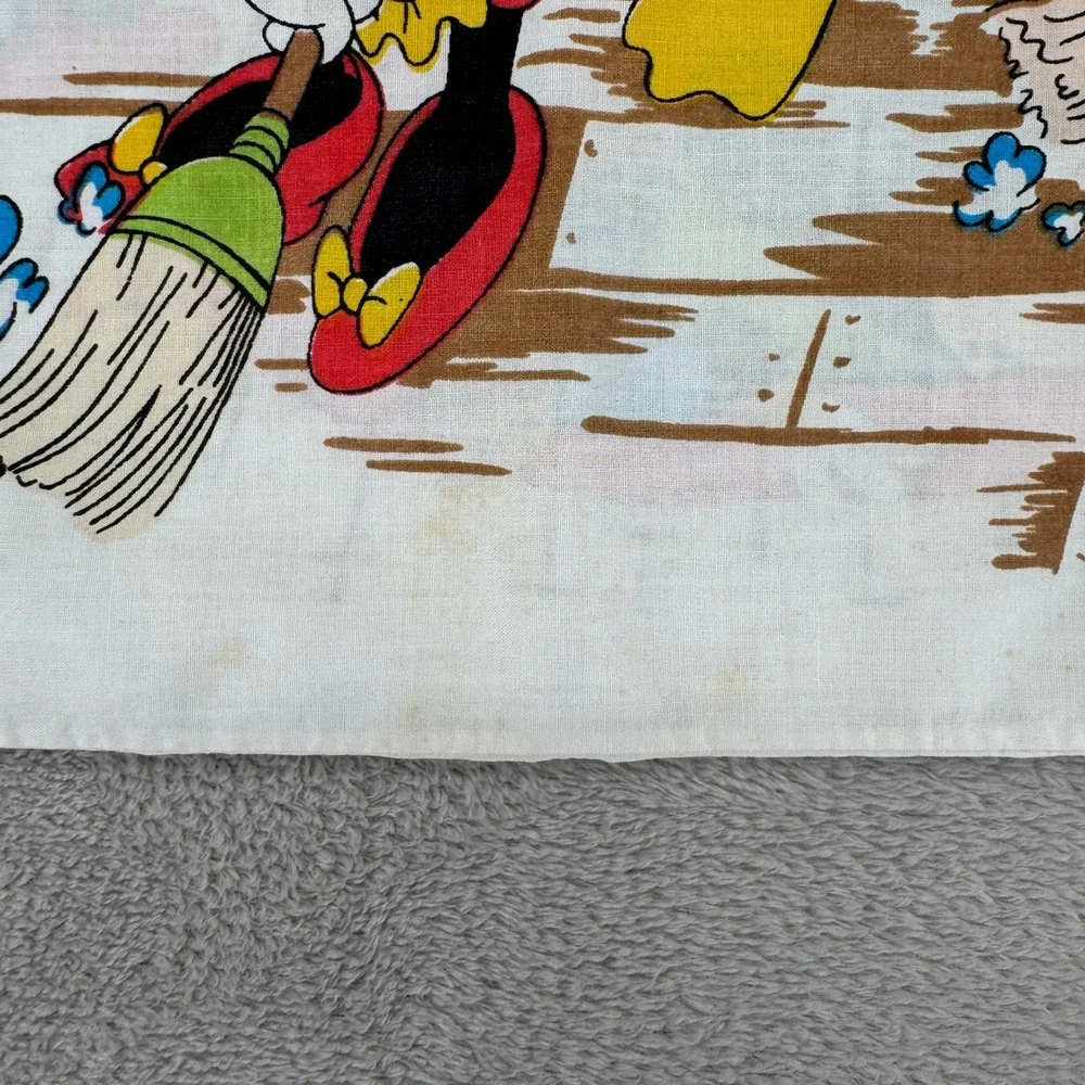 VTG 70s Disney Mickey Mouse Club Chores‎ Pillowcase White Donald Daisy Minnie